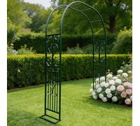 Robust metal garden arch stable iron construction for climbing plants and roses ideal for patios garden paths or weddings dark green 180 x 40 x 230 cm