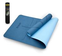 Robust Non-Slip Yoga Mat with Strap, 1/3" Thick TPE Eco-Friendly Workout Mat for Yoga with Position Lines and Texture Surface, Gym Mat for Women, Men, Pilates and Exercises Anti-Tear Sweat-Proof