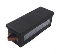 Robust Oxford Fabric CD Holder Box with Transparent Front Panel Modular Stack Design and Dual Comfort Handles for Managing For 37 CDs Efficiently