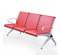 Robust Polyurethane Reception Bench - 3-Seat Sofa with Armrests for Hospital Salon Airport Office Waiting Area - Stylish Red Seating Solution