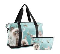Robust Ragdoll Cats Turquoise Carry on Weekender Overnight Bag with Wet Pocket Adjustable Strap Sports Duffel Bags for Trip Waterproof for Men Women