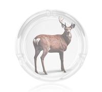 Robust red deer Printed glass ashtray - suitable for home and office decoration, adding elegant style
