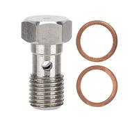 Robust Stainless Steel Banjo Bolt 7/16inx20 UNF, 25mm Long Brake Fitting Adapter - Durable Replacement with 2 Washers, Strong Resistance