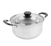 Robust Stainless Steel Pot with Reinforced Riveted Handle and Full Rim Glass Lid for Long Lasting Use in Busy Households (Two handle)