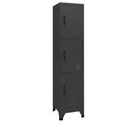 Robust Steel Storage Cabinet Anthracite 3 Lockable Doors Ventilation Openings Name Tag Holder 38 x 45 x 180 cm - Perfect Storage Solution for Office School Garage & More