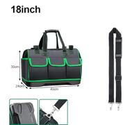 Robust Tool Bag for Electricians Thickened Canvas Tote with Rust-Proof Metal Hooks Shoulder Strap and Multi-Compartment Design 40x24x30cm (18inch)