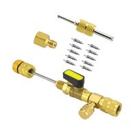 Robust Valve Core Installer Tool with 1/4 and 5/16 Brass Adapters for HVAC Professionals