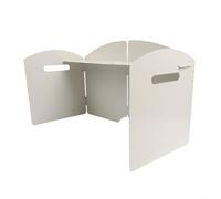 Robust Wind Deflector For Stove Systems With Frame And Non Slip Base Integration For Secure Placement On Loose Surfaces(White four-fold)