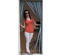 Robust Window Screen, Fly Protection, Strip Screen, Door Panel, Blue and Black, 90 cm Wide, Complete with Self-Adhesive Hooks for UPVC Plastic Frames