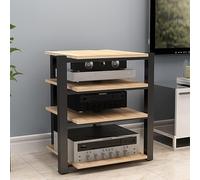 Robust yellow audio rack - 90 cm high AV media stand for home cinema, stylish storage and presentation of components, perfect AV tower for entertainment systems