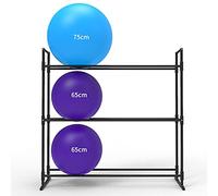 Robuster 3-Tier Steel Yoga Ball Stand for Home Gym & Pilates Equipment, Space-Saving Design, Perfect for Garage Workouts & Fitness Storage Solutions