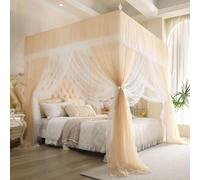 RobustWeg Bed Canopy Mosquito Net,Four Poster Bed Curtains,Double Layer Drape Netting,Practical And Beautiful,Wind And Light Protection,Suitable For Girls Adults Bedroom Decoration