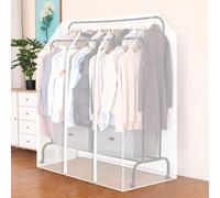 RobustWeg Double Pole Clothes Rack Dust Cover,Dustproof Clothes Rail Cover,Hanging Rack Protector Clothes,Transparent Design,Easy-Access,for High And Low Double Rod Coat Racks