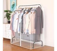 RobustWeg Double Pole Clothes Rack Dust Cover,Dustproof Clothes Rail Cover,Hanging Rack Protector Clothes,Transparent Design,Easy-Access,for High And Low Double Rod Coat Racks