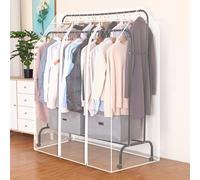 RobustWeg Double Pole Clothes Rack Dust Cover,Dustproof Clothes Rail Cover,Hanging Rack Protector Clothes,Transparent Design,Easy-Access,for High And Low Double Rod Coat Racks