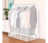 RobustWeg Double Pole Clothes Rack Dust Cover,Dustproof Clothes Rail Cover,Hanging Rack Protector Clothes,Transparent Design,Easy-Access,for High And Low Double Rod Coat Racks