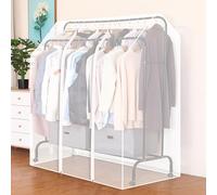 RobustWeg Double Pole Clothes Rack Dust Cover,Dustproof Clothes Rail Cover,Hanging Rack Protector Clothes,Transparent Design,Easy-Access,for High And Low Double Rod Coat Racks