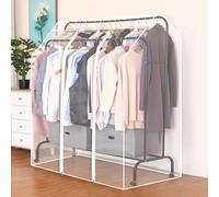 RobustWeg Double Pole Clothes Rack Dust Cover,Dustproof Clothes Rail Cover,Hanging Rack Protector Clothes,Transparent Design,Easy-Access,for High And Low Double Rod Coat Racks