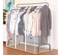 RobustWeg Double Pole Clothes Rack Dust Cover,Dustproof Clothes Rail Cover,Hanging Rack Protector Clothes,Transparent Design,Easy-Access,for High And Low Double Rod Coat Racks