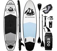 Roc Inflatable Stand Up Paddle Board 10' 6" with Premium SUP Paddle Board Accessories, Wide Stable Design, Non-Slip Comfort Deck for Youth & Adults (Black & White/Kayak Seat)