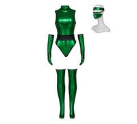 RocailleCos Mortal MK Jade Cosplay Costume Female Sexy Green Jumpsuit Kombat Suit with Mask Ninja Fighter Outfit (M, green)