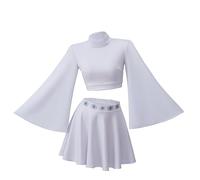 RocailleCos Princess Leia Cosplay Costume Adult Short White Dress Crop Top Skirt Suit Outfit for Women Girls Teen (white, XXXL)