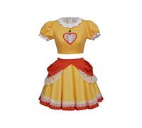 RocailleCos Princess Yellow Daisy Cosplay Costume Short Dress Crop Top Skirt Suit Halloween Outfit for Women Girls (yellow, L)