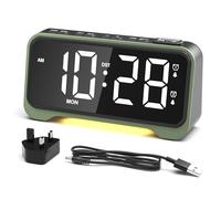 ROCAM Alarm Clock Beside for Heavy Sleepers & Teens, Digital Clock with White Bold Digits & Week Date Display, Type-C & USB Charging Port, 70-120dB, Dual Alarm, SNOOZE, 3-Night Light, Power-Off Memory