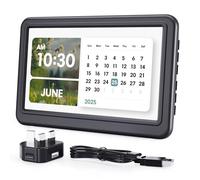 ROCAM Dementia Clock with Date and Day, Plug in Electric Digital Calendar with 12 Themes, 20 Custom Alarms and 18 Ringtones, Auto-Dimmer, 7" Large Digital Clock Ideal for Elderly Adults Teens