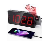 ROCAM Digital Projection Alarm Clock with USB Charging Port, Dimmer for Bedroom, Loud for Heavy Sleepers, Snooze
