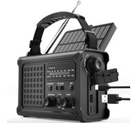 ROCAM Emergency Radio with 12000 mAh Rechargeable Battery, AM/FM Wind-Up Radio with Solar & Hand Crank Power - 8500mm² Solar Panel, Hi-Fi Sound, 120dB SOS Alarm Perfect for Camping & Outdoor