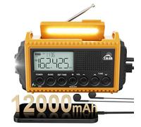 ROCAM Emergency Radio with SOS Alarm, 12000mAh Rechargeable Battery Radio, Wind Up Solar Radio with AM/FM/SW, Hand Crank Radio, Wind Up Torch, Type-c Charger, Headphone Jack, IPX6 Waterproof