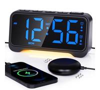 ROCAM Loud Alarm Clock for heavy sleepers with Powerful Speaker, Alarm Clock Bedsides with Night Light, Big Display, Dual Alarm, 5 Dimmer, 5 Volumes, Snooze, Power-Off Memory, 12/24H, W isplay