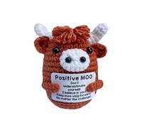 Roccadecor Positive Crochet Cow Gifts,Emotional Support Crochet Animals Mini Highland Cow Gift for Women Men Friends Coworkers