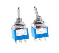 ROCCMWUUC 10 Pcs Toggle Switch MTS-203 ON/Off/ON PDT MTS-202 ON//ON 6 Pin 6A 125VAC/3A 250VAC Mini Switch Lever Switch Light Blue(MTS-203 With rubber)