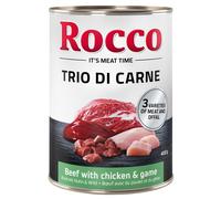 Rocco Classic Trio di Carne Saver Pack 24 x 400g - Beef with Chicken & Game