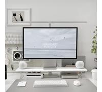 ROCDEER Bamboo Monitor Stand Riser with Acrylic Legs for Desk, 31.5 Inches Desktop Shelf Supports for PC Computer Monitor, Laptops, Printer, Speakers (White)