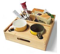 ROCDEER Couch Cup Holder Tray, Bamboo Sofa Cup Holder 7-in-1 Couch Console Caddy Portable Anti-spill Beverage Snack Holder Remote Organizer for bed and Car