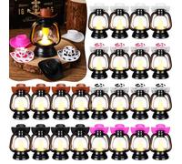ROCEEI 24 Pieces Cowboy Hats Mini Lantern Western Cowgirl Small Lantern Decoration Mini Lantern with LED Candle Western Hanging Table Centerpieces Decor for Wedding Birthday Party Favor (Bright Color)