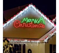 ROCEEI Large LED Merry Christmas Neon Motif Bright Red and Green Outdoor LEDs Christmas Decoration for Outdoor Home Party Wall Hanging Holiday (Colorful, Letter)