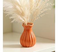 Rocendlor Small Orange Vase 3.5 Inch, Modern Mini Ceramic Tabletop Vase for Fresh Flowers, Bright Decor for Desk Coffee Table Shelf - High Temp Fired