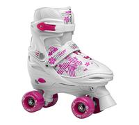 Roces Girls Quaddy 3.0 Girl Size Adjustable Children's Roller Skates, White-Pink, 30/33