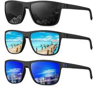 Rocf Rossini 3 Pack Polarized Sunglasses for Men Lightweight Sun Glasses with UV Protection for Driving Fishing Golf (Black+Ice Blue+Dark Blue)