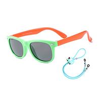 Rocf Rossini kids sunglasses Pilot Sun glasses Polarized Shades Girls Boys UV Protection Eyewear for Age 2-8 (Green/Orange)