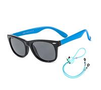 Rocf Rossini kids sunglasses Pilot Sun glasses Polarized Shades Girls Boys UV Protection Eyewear for Age 2-8 (Black/Blue)