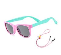 Rocf Rossini kids sunglasses Pilot Sun glasses Polarized Shades Girls Boys UV Protection Eyewear for Age 2-8 (Pink/Cyan)
