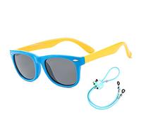 Rocf Rossini kids sunglasses Pilot Sun glasses Polarized Shades Girls Boys UV Protection Eyewear for Age 2-8 (Royal Blue/Yellow)