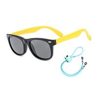 Rocf Rossini kids sunglasses Pilot Sun glasses Polarized Shades Girls Boys UV Protection Eyewear for Age 2-8 (Black/Yellow)