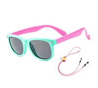 Rocf Rossini kids sunglasses Pilot Sun glasses Polarized Shades Girls Boys UV Protection Eyewear for Age 2-8 (Cyan/Pink)