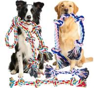 Rocfish 4 Pack Dog Rope Toys for Aggressive Chewers, Tough Tug of War Dog Toys for Large, Medium & Small Dogs, 100% Cotton Teeth Cleaning Chew Toys, Heavy Duty Tug Toy to Relieve Dog Boredom (4)